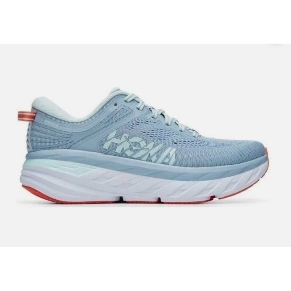Hoka One One Bondi 7 Blue Fog Running Shoes Womens 5.5 D Wide 1110531 BFBG